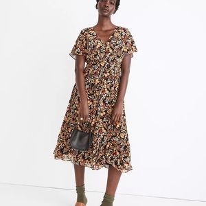 Madewell Dolman-Sleeve Ruffle-Hem Midi Dress